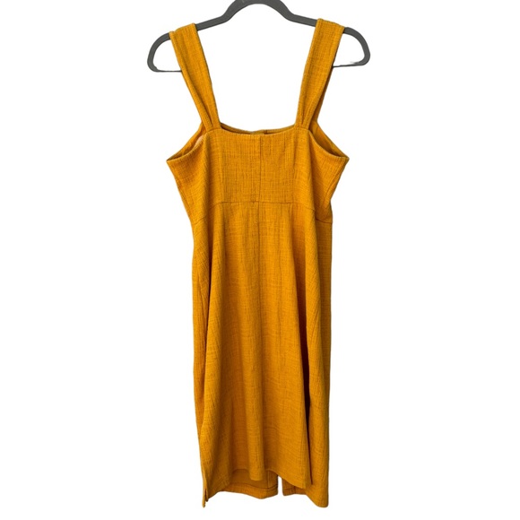 Madewell Women’s S Button Front Mustard Yellow Boho Textured Sleeveless Dress - Picture 9 of 10